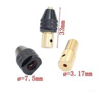Mini Electric Drill Chuck Set with 0.3-3.5 mm Clamping Range, 3.17 mm Tail Diameter, 33 mm Length, Copper-Aluminum Alloy Construction
