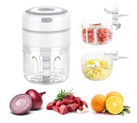 Mini Electric Food Chopper 250ml+100ml, EUBSWA Garlic Blender Food Processor, USB Charging Chopper for Garlic Onion Pepper Chilli Fruit Nuts Meat (White)