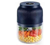 Mini Electric Food Chopper, Portable USB Rechargeabl Electric Garlic Chopper, Portable Mincer for Onion Ginger Chili Vegetable Meat Nuts Spices Fruit (Blue, Four blades)