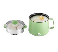 Mini Electric Hot Pot, 1.7L Non-Stick Multifunctional Cooker with Stainless Steel Steamer, Portable Double Layer Rapid Noodles Cooker for Ramen Noodles Pasta Egg Soup Home Travel, Green