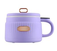 Mini Electric Hot Pot for Ramen, 1.6 L Non-Stick Cooking Pot with LCD Display, Compact Multi-Function Cooker for Dorm, Office, Travel, Auto-Off, Ceramic Inner Pot, Purple Design