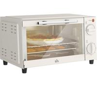 HOMCOM Mini Oven 9L Countertop Electric Grill W/ Temp Timer Control 750W Cream | TJ Hughes