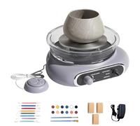 Mini Electric Pottery Wheel Ceramic Machine, Pottery Forming Machine with Clay Tool Set, Turntable Potter's Wheel with Foot Pedal, Electric Clay Wheel for Kids Adults, for Beginners DIY Clay Art(Gray)