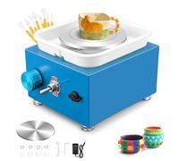 Mini Electric Pottery Wheel, Couleeur 2000RPM & 10/6.5cm Plates Turntable Pottery Wheel, Adjustable Speed Pottery Wheel for Kids with Shaping Tools for Pottery DIY Shops, Pottery Teaching(Blue)