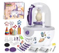 Mini Electric Pottery Wheel for Kids & Beginners, Adjustable Ceramic Machine with Sculpting Tools, Removable Splash Guard, Dual Turntables, Portable Pottery Kit for Home DIY, School Art Craft