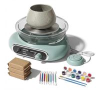 Mini Electric Pottery Wheel Machine for Kids & Adults, DIY Ceramic Art Studio Kit for Beginners, Hands-Free Foot Pedal Control with Detachable Easy-Clean Basin, 12cm Turntable & Sculpting Tools(Gray)