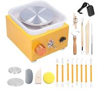 Mini Electric Pottery Wheel Machine, Pottery Forming Ceramics Clay Modeling Sculpture Machine with Tray Tool Kit 2 turntables (6.5CM/10CM) for Kids Beginner DIY Ceramic Work Art Craft Gifts
