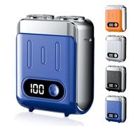 Mini Electric Razor for Men, 2025 New Portable Razors for Men, IPX7 Waterproof, Men's Mini Rotary Electric Shaver, Magnetic Double Head Shavers for Home or Travel (Blue)