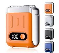 Mini Electric Razor for Men,2025 Portable Razors for Men IPX7 Waterproof,Wet & Dry Head Shaver,Shavers Cordless Rechargeable, Beard Trimmer,Magnetic Double Head Shavers for Home or Travel (Orange)