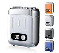 Mini Electric Razor for Men,2025 Portable Razors for Men IPX7 Waterproof,Wet & Dry Head Shaver,Shavers Cordless Rechargeable, Beard Trimmer,Magnetic Double Head Shavers for Home or Travel (Silver)