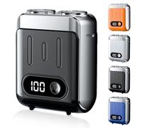 Mini Electric Razor for Men, 2025 Upgraded Wet & Dry Electric Shaver for Men IPX7 Waterproof, Fast UK Adapter, Razors Magnetic Double Head Shavers Pop-up Beard Trimmer with Battery Indicator (Black)