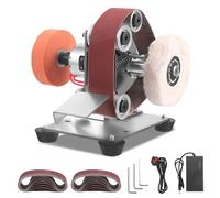 Mini Electric Sander, Electric Belt Sander Benchtop, 7 Speed Adjustable Speed Multifunctional Polishing for Metal Wood DIY Crafts, Tools and Knife Sharpening