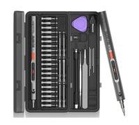 Mini Electric Screwdriver Set, Multifunctional Screwdriver with Electric Drilling, High Torque Motor 0.15-0.6N. m, Can Tighten Screws and Drill Holes, 3 LED Lights, Overload Protection (CS0702A)