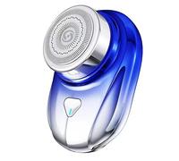 Mini Electric Shaver for Men One-Button Electric Razor Portable Mini Shaver Pocket Size Rechargeable Wet&Dry IPX7 Waterproof Travel Home Office Car (Blue)