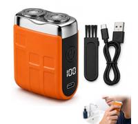 Mini Electric Shaver for Men Portable Travel Razor Cordless Rechargeable Rotary Beard Trimmer IPX5 Waterproof Pocket Power Shaver with Digital Display for Face Grooming Home Office Use Orange