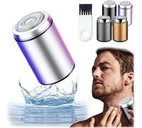 Mini Electric Shaver, Mini Portable Electric Shaver, Electric Razor for Men Pocket Size, USB Rechargeable Waterproof Electric Razor, Electric Beard Trimmer for Car, Travel (Silver)