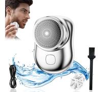 Mini Electric Shaver, Zao Mini Shaver Men 2023, Mini Shaver Portable Electric Shaver, Portable Pocket Size Washable Electric Razor Wet and Dry, USB Mini Shaver for Travel, Father's Day Gift (Silver)