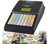 Mini Electronic Cash Register With Thermal Printer, 40 Keys Smart Tills For Small Business Supermarket, Full English Keyboard - White