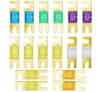 Mini Electronic Fuse Set of 16 Comprehensive Range from 20A to 150A for Safe Use in Boats and Cars