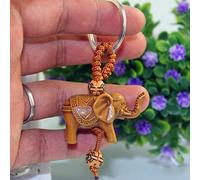 Mini Elephant Carving Pendant Keychain Lucky Keyring Backpack Decoration | Peach Wood Carving Riches Animal Key Chain Pendant Women Bags Home Key Rings,14x11x1.5cm