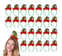 Mini Elf Hat - Adults Green and Red Striped Elf Hat on a Headband With a Jingle Bell Attached - Santa's Little Helper Christmas Fancy Dress Costume Accessory Hat