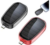 Mini Emergency Solar Power Bank, Portable Solar Power Bank, Small Powers Banks with Double Protection Design Waterproof,Dustproof,Liquid Crystal Solars Panel,Retractable Charge Head (Type-C-2pcs)