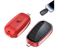 Mini Emergency Solar Power Bank, Portable Solar Power Bank, Small Powers Banks with Double Protection Design Waterproof,Dustproof,Liquid Crystal Solars Panel,Retractable Charge Head (Type-C-red)