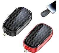 Mini Emergency Solar Power Bank, Portable Solar Power Bank, Small Powers Banks with Double Protection Design Waterproof,Dustproof,Liquid Crystal Solars Panel,Retractable Charge Head (For iphone-2pcs)