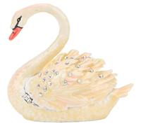 Mini Enamel Rhinestone Swan Jewelry Box Swan Hinged Jewelry Box Mini Figurine Ring Box Inlaid Rhinestones Magnetic Buckle Design Jewelry Box