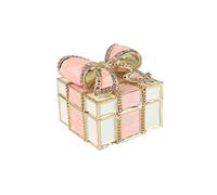 Mini Enamel Rhinestones Bow-knot Jewelry Box Bow-knot Hinged Trinket Box Bow Bling Trinket Box Miniature Figurine Ring Box for Women Girls Wedding Birthday Gift Christmas (Pink)
