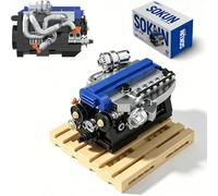 Mini Engine Building Set, 2JZ-GTE Japanese 6-Cylinder Car Engine Building Blocks, Physical Science Experiment Toy for Adults, Home Office Décor Model Engineering Project (248 PCS)