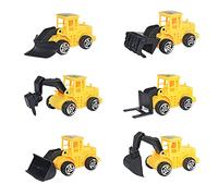 Mini Engineering Vehicle Toy Engineering Vehicle Excavator 6 Mixed Baked Decorative Ornaments (Yellow, One Size)