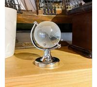 Mini Engraved Crystal World Globe with Silver Metal Stand, Clear Glass Earth Globe Paperweight, Small Desk Ornament for Home Office Table Decor & Holiday Birthday Gift