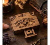 Mini Engraved Wooden Collectible Figurine with Hidden Heart Drawer & Movable Planchette, Vintage Gothic Tiny Decorative Spirit Board Ornament, Halloween Tabletop Mini Craft Accent Gift for Shelf Desk