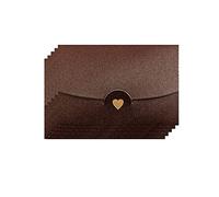 Mini Envelopes, 50 Pieces Mini Gift Card Envelopes, Brown Mini Envelope, with Heart Clasp, for Invitations, Postcard,Wedding, DIY Gift Cards, Christmas Valentine's Day(Brown)
