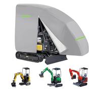 Mini Excavator Cover, 420D Waterproof Protective Full Cover Fits 800-1600kg Models, Breathable Excavator Tarpaulin with Elasticized Hem&Zipper&Reflective Strip, Against Rain Sun Snow Wind UV (Silver)