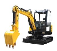 Mini Excavator, Versatile Hydraulic Ride-On Crawler Digger with Enclosed Cab, Small Excavator for Bulldozing, Available in 1, 1.5, and 2 Ton Models