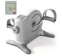 Mini Exercise Bike Pedal Exerciser Under Desk Bike Foot Peddler Portable Therapy Bicycle with Digital Monitor （Gray）