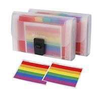 Mini Expanding File Folder A6 Accordion Receipt Organizer with 13 Pocket, 2 Pack Expandable Document Storage Wallet for School, Office and Home