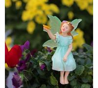 Mini Fairy Figures for Garden Accessories - Outdoor Decorative Stakes, Miniature Figurines, Ornaments, Cake Decorations - Small Resin Easter Gifts in Green