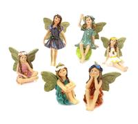 Mini Fairy Figurines 6 Pieces Garden Decoration Fairy Figures | Mini Figurines Planter Decor for Outdoor Yard Lawn Backyard Courtyard Balcony Flower Bed Home Apartment