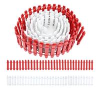 Mini Fairy Garden Fence - 2 Pcs 35 Inch White and Brown Wood Picket Fence for Outdoor Fairy Garden Supplies, Miniature Accessories, Dollhouse Crafts and Gnome Gardens (red)
