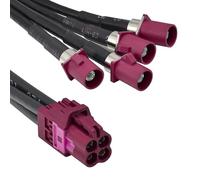 Mini Fakra A Type Jack 4 in 1 to Plug Ports D Code Cable Assembly Customize 50cm