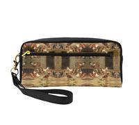 Mini Farm Chickens Cosmetic Bag,Leather Handheld Cosmetic Organiser,Zip Pen Case Toiletry Organiser,Cosmetic Travel Bag
