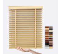 Mini Faux Wood Blinds 2 inch Cordless, Customizable Horizontal Window Blinds 16" 24" 36" 48" 52" 60" 72" 74" Blackout Indoor Venetian Blind Privacy Shades for Home Window(Wood)