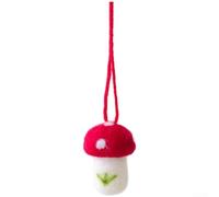 Mini Felt Mushroom Ornaments Set for Christmas Tree, Handmade Wool Hanging Decorations in Red and Green, 5x3cm to 9x6cm(C)
