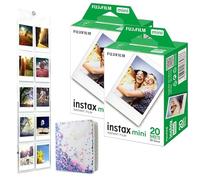 Mini Film Bundle Pack 40 Shots Instax Mini Film + Photo Album 64 Pocket + Hanging Wall Display Compatible with Instax Mini 12, 41, Evo All Mini Cameras & Instax Link Printers