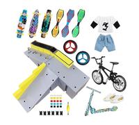 Mini Finger Skateboard Ramp Accessory Set, Fingerboard Skate Park Kit 13 in 1, Finger Skateboard with Ramps, Finger Toy Educational Toy (Gray)