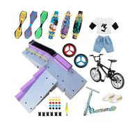 Mini Finger Skateboard Ramp Accessory Set, Fingerboard Skate Park Kit 13 in 1, Finger Skateboard with Ramps, Finger Toy Educational Toy (Blue)