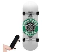 Mini Finger Skateboard Toy - 5 Ply Maple Wood Fingerboard, Realistic Graphic Deck, Smooth Rolling Trucks, Soft Rubber Wheels, Fingertip Training Tool | Use With DIY Skate Park, Obstacle Course, Birthd